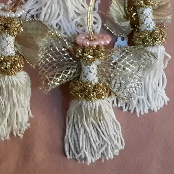 13 Handmade Tassel Angels with Gold Trim & Wings - Picture 4 of 6